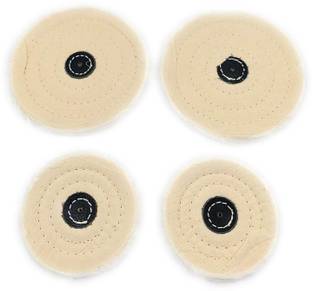 Ceznek Polishing White Muslin Cloth Buff 4”x50 & 6"x50 Folds Stitched Buffing Wheel Glass Polisher