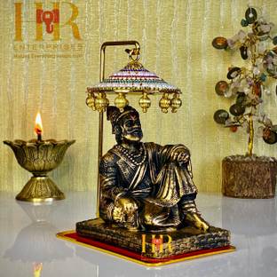 hr enterprises (SM 201 A.Gold) Chhatrapati Shivaji Maharaj Statue with Umbrella ,Idol with Umbrella,Shivaji Maharaj Murti for Home Decor, Office Decor,Gifting, car Decor, showpieces in Home.… Decorative Showpiece  -  14 cm
