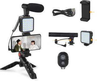 ENMORA 24 _tiopod kit for Live streaming Youtube video kit with mic, Flash and mobile mount. Tripod Kit