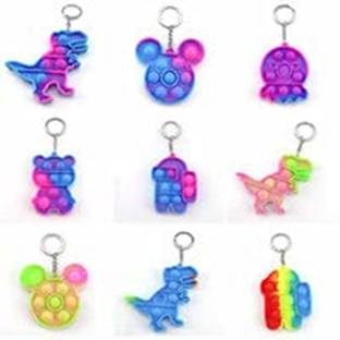 OANGO Mini Pop Push It Fidget Toy,Simple Mini Push Pop Bubble Fidget Toy Keychains, Silicone Squeeze Sensory Tools to Relieve Emotional Stress for Autism Kids (2 Pcs) Key Chain