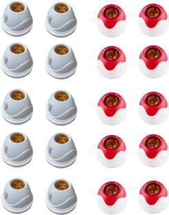JELECTRICALS White and Red Mix Fancy Bulb Holder - Pack of 20 Plastic Light Socket