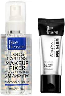 BLUE HEAVEN Long Lasting Makeup Fixer Dewy Glow Look (60ml) & Oil Free Flawless Makeup Base Primer (16g) Primer  - 76 ml