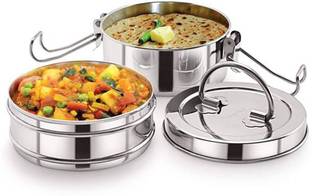 hurrio Stainless Steel Clip Lunch Box Tiffin Box Containers Food Carrier Lunch Box 3 Containers Lunch Box