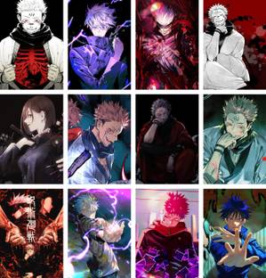 Pack of 12 Jujutsu Kaisen Poster Photo Set | Anime Poster | HD+ Photos ( Size - A4) Photographic Paper
