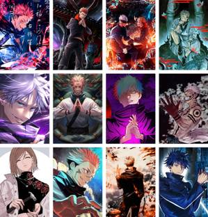 Pack of 12 Jujutsu Kaisen Poster Photo Set | Anime Poster | HD+ Photos (Size - A3) Photographic Paper