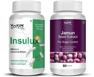 Vokin Biotech Insulux 90 Capsules & Jamun Seed Extract 90 Capsules For Diabetes | Sugar Control