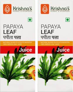 Krishna's Herbal & Ayurveda Papaya Leaf Juice | Enhances Liver Health | Helps to Increase Platelets Count | Improves Digestion | Pack of 2 | 500 ml Each