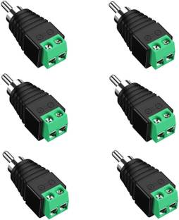 Tech-X RCA Audio Video Cable 0.01 m RCA to AV Screw Terminal Connector, Phono RCA Male Plug Solderless Converter Audio/Video Speaker Wire Connectors Solderless Adapter Pack Of 6