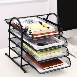 APSENTERPRISEe 4 Tier Metal Mesh File Tray - Desk Organizer for Documents/Files/Papers/Letters