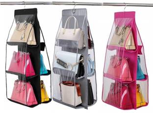 geetacreation Combo of 3 Purse 6 Pocket /handbags Hanging Organizer/Easily to Stores Purse/ handbags/ pouch and other accessories & keep them tidy & organized Handbag Organizer