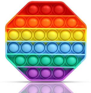 Ashmi Multicolor Pop it Bubble Rainbow Octagone Hexagon Shape Fidget Sensory Stress Relief Toy Silicone Pressure Relieving Toys Poppit Silicone Gadgets Push Pop Bubble for Kids Boys Girls Children Adults
