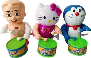 ANANYA SHOP Cute Happy Cat, Doraemon and Chota Bheem Drummer Toy Key-Operated with Dancing Action for Toddler Kids Best Return Gift's for Kid's (CAT+Doraemon+CHOTHA BHEEM)