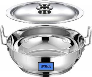 JPShub Stainless Steel Induction Base Kadhai 5 Litre With Lid Kadhai 29.5 cm diameter with Lid 5 L capacity