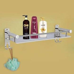 Well Set bathroom shelf single layer bottle holder shampoo Rack multi purposes Silver Towel Holder