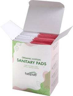 FabPad Organic Cotton Ultra Thin Rash Free Biodegradable Eco-Friendly Sanitary Pads Period Napkins with Disposable Cover (Heavy Flow, Pack of 10) Sanitary Pad