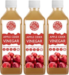 OrganicVison Pack of 3 Apple Cider Vinegar Unfiltered And Undiluted ACV for Weight Loss Vinegar