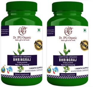 Dr. JPG Organic Bhringraj Capsules For Hair Fall & Graying 120 Veg. Capsules