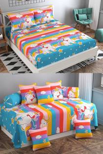 HOMYBEES Microfiber Double Flat 250 TC Cartoon Bedsheet