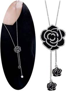 Shayna Stylish Latest Traditional Jewellery Silver Plated Pendant for Women Silver Plated Alloy Necklace