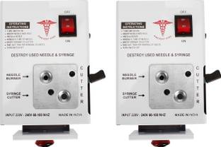 DARSHMOTI Needle Syringe Destroyer Electric, Needle Destroyer Machine for Hospital & Laboratory, Shock Proof Metal Body Mechanism, Low Power Consumption, On/Off Switch, White - Pack of 2 Needle Burner