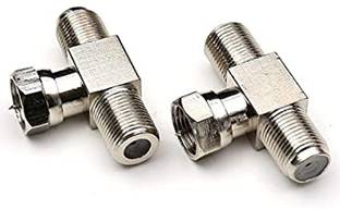 ERHIndia  TV-out Cable (Pack of 2) F-Type RG6 Male to 2 Female 3-Way Coax Cable Splitter Adapter F-Type Connector for Video VCR Antenna TV Satellite RG6 Jointer T Shape