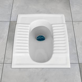 kemjo Ceramic White Indian Commode for Toilet | 20.27 x 16.53 x 11.41 inch | ORISSA PAN-20" | Indian Commode
