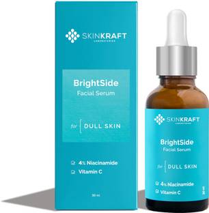 Skinkraft BrightSide Facial Serum - For All Skin Types - Rich In Vitamins - Restricts Melanin Production - Facial Serum For Dull Skin - Visibly Brightens Skin Tone - Dermatologist Approved - 30ml