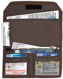 DREAM CHOICE Nylon Two Wheeler Car Document Holder Wallet Pouch For Vehicle Document Storage- Brown