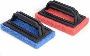 Clannish Tile Cleaning Scrubber Brush Tile with Plastic Handle Used for Floor, Kitchen, Slab, Bathroom, Sink, Surface Cleaning Multipurpose Hard Sponge Brush in Pack of 2 Wipe Toilet Cleaner