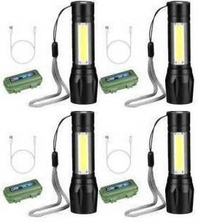 zm store (Pack of 4) USB Rechargeable Torchlight Super Bright Pocket Zoom COB USB Torch