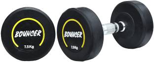 EXTREME FIT 7.5KGX2 High Quality Rubber Professional Bouncer Dumbbells (Yellow Bouncer) Fixed Weight Dumbbell