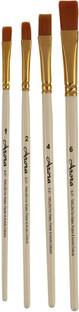 KABEER ART Arora Flat Synthetic Painting Brush Set Of 4 Pcs