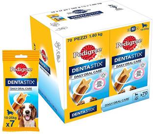 PEDIGREE Dentastix Medium Breed (10-25 kg) Oral Care Dog Treat (Chew Sticks) 10 Packs, (10*180GM) Dog Treat