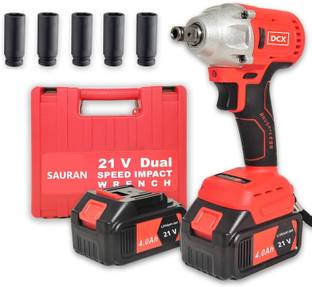 Sauran HEAVY DUTY 21V IMPACT WRENCH WITH 2 BATTRIES, 5 Socket, 1 Belt, 2 Adopters Etc Cordless Drill