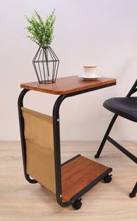 OET Multipurpose Portable Bed Side Table / Study Table / Laptop Table / Coffee Table with Caster Wheels for Work from Home and Online Classes (ST03) Solid Wood Bedside Table