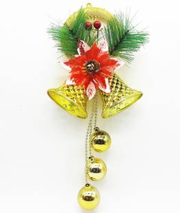 Ascension Designer Christmas Decorative Bell for Christmas Tree Decorations Hanging Bells Ornaments for Main Door Home Decoration Xmas Tree Hanging Ornaments Golden Hanging Ornaments Pack of 1