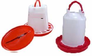 TM&W 1.5kg Feeder and 1.5 Littre Drinker Bucket Tool with Lid Handle for Chicken Hen Poultry Feeding 1+1=2 pcs Common Bird Feeder