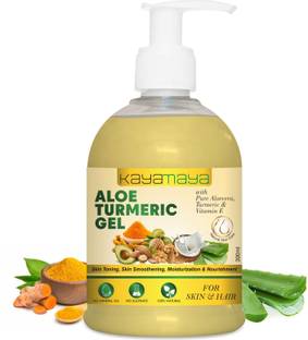 Kayamaya Aloe Vera Gel with 100% Pure Aloe Vera Plant, Turmeric & Vitamin E for Face, Skin & Hair
