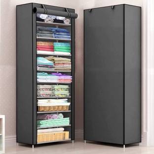 Seshekhu 1 Door 9 Shelf Fabric PP Carbon Steel Collapsible Wardrobe
