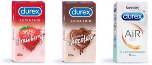 DUREX Condom Pack of 3*10(Strawberry+Choco+Air) Condom