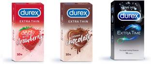 DUREX Condom Pack of 3*10(Strawberry+Choco+Time) Condom