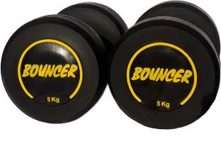 EXTREME FIT 5KGX2 High Quality Rubber Professional Bouncer Dumbbells (Yellow Bouncer) Fixed Weight Dumbbell