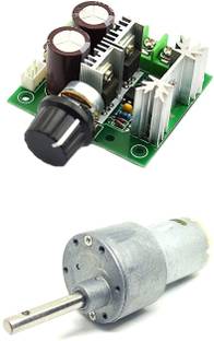 INVENTO 1pcs 12v 10 Kg-cm 30 RPM Side Shaft High Torque Geared DC Motor with 12V - 40V 10A PWM DC Motor Variable Speed Controller Automotive Electronic Hobby Kit