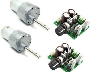 INVENTO 2pcs 12v 10 Kg-cm 30 RPM Side Shaft High Torque Geared DC Motor with 12V - 40V 10A PWM DC Motor Variable Speed Controller Automotive Electronic Hobby Kit