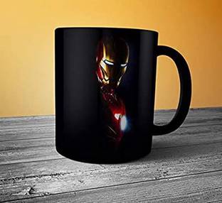 ZORI Premium Quality Iron Man Printed Glossy Finished , 1 Piece, Black, 330ml Ceramic Coffee Mug