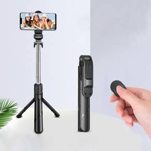 DEKOQ Selfie Stick with Detachable Wireless Remote, 3 in 1 Function Sturdy Tripod Stand and Mobile Stand Bluetooth Selfie Stick Compatible with All Smart Phones Bluetooth Selfie Stick