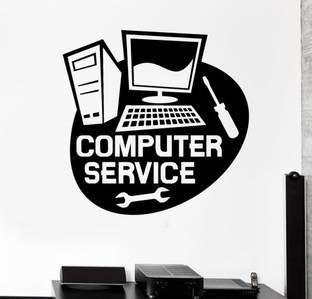 LYOMAN 59 cm Computer Service Logo Decorative Wall Sticker Decal Non-Reusable Sticker