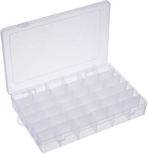 OYSTIO 36 Grid Cells Multipurpose Plastic Storage Box with Removable Dividers Multipurpose storage box divided into 36 grid cells for convenience and easy taking Vanity Box