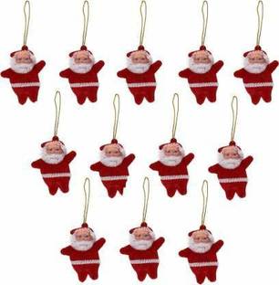 THE SD STORE Combo Christmas Decoration ( Santa Claus 12 Pcs Set Red Colour) Topper Ornaments Hanging Ornaments Pack of 12