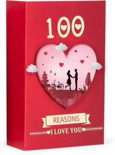 Kaameri Bazaar 100 Reasons I Love You Romantic Gift Box with Love Messages for Couples Greeting Card